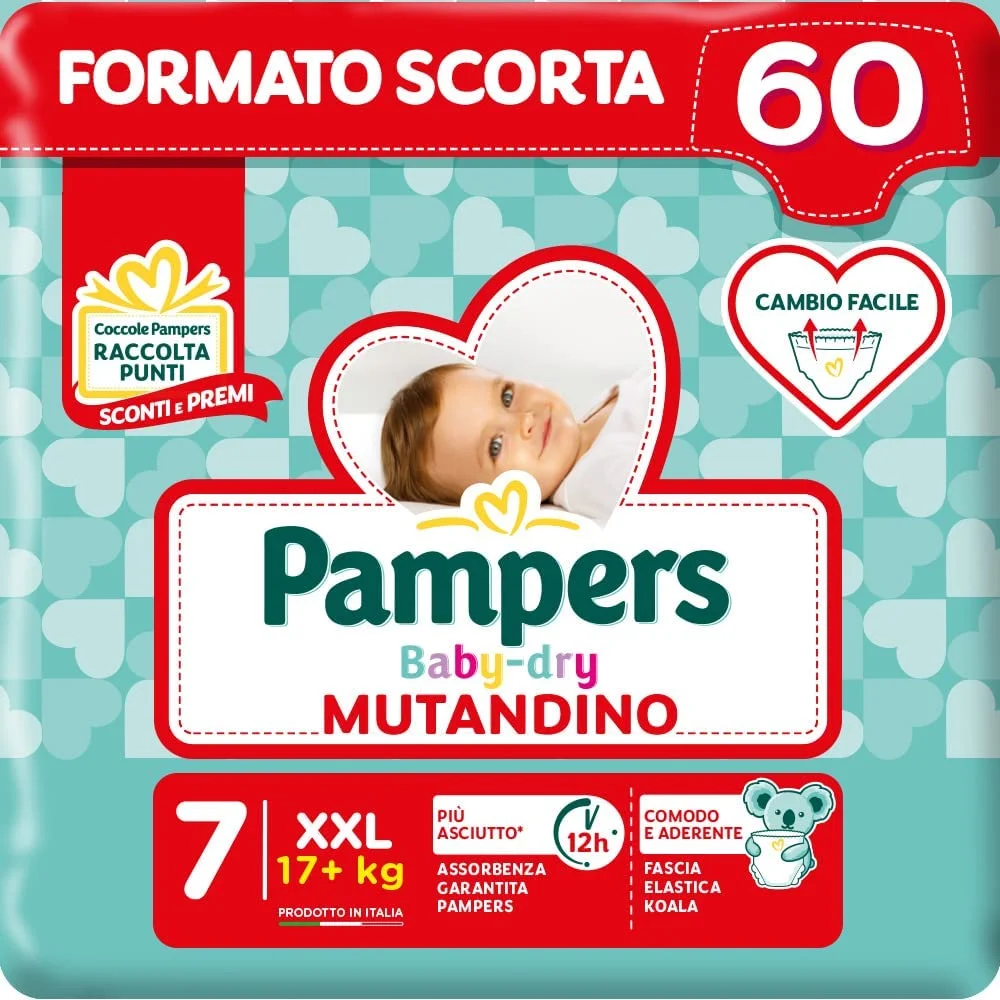 Pampers Baby Dry Mutandino, 60 pannolini, XXL, taglia 7